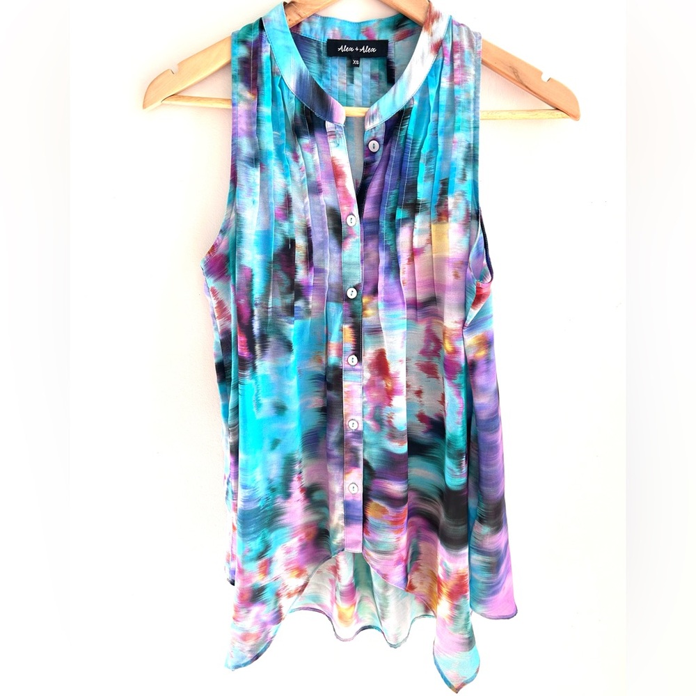 Alex + Alex Silk Sleeveless Multicolored Top - image 2